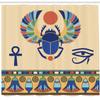 Ambesonne Egyptian Print Shower Curtain, Antique Historical Culture of Scarab Eye Ornaments, Cloth Fabric Bathroom Decor Set with Hooks, 69" W x 70" L, Cream Navy view 2