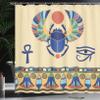 Ambesonne Egyptian Print Shower Curtain, Antique Historical Culture of Scarab Eye Ornaments, Cloth Fabric Bathroom Decor Set with Hooks, 69" W x 70" L, Cream Navy view 3