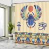 Ambesonne Egyptian Print Shower Curtain, Antique Historical Culture of Scarab Eye Ornaments, Cloth Fabric Bathroom Decor Set with Hooks, 69" W x 70" L, Cream Navy view 4