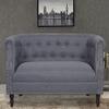 Container Furniture Direct Huton Collection Contemporary Upholstered Linen Wingback Loveseat with Solid Wood Frame and Button Tufted Details, Dark Grey view 2