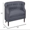 Container Furniture Direct Huton Collection Contemporary Upholstered Linen Wingback Loveseat with Solid Wood Frame and Button Tufted Details, Dark Grey view 3