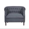 Container Furniture Direct Huton Collection Contemporary Upholstered Linen Wingback Loveseat with Solid Wood Frame and Button Tufted Details, Dark Grey view 4