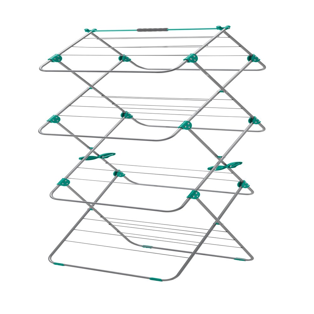 Addis Easi 3-Tier Indoor Airer, 15 M Drying Space - Metallic Aqua (Silver/Aqua)