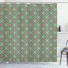 Ambesonne Orient Shower Curtain, Style Flower Arrangement Daffodils Old Framework Print, Cloth Fabric Bathroom Decor Set with Hooks, 69" W x 70" L, Teal Orange view 1