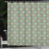 Ambesonne Orient Shower Curtain, Style Flower Arrangement Daffodils Old Framework Print, Cloth Fabric Bathroom Decor Set with Hooks, 69" W x 70" L, Teal Orange view 3