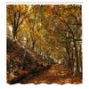 Ambesonne Nature Shower Curtain, Autumn Foliage Forest with Deciduous Trees Faded Fall Leaves Surreal Image, Cloth Fabric Bathroom Decor Set with Hooks, 69" W x 84" L, Brown Amber Marigold view 2