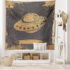 Ambesonne Modern Tapestry, Grunge UFO Alien Outer Space Cosmic Galaxy Futuristic Graphic Print, Wide Wall Hanging for Bedroom Living Room Dorm, 60" X 40", Grey Tan view 2