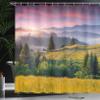 Ambesonne Country Shower Curtain, Foggy Summer Morning Mountains Greenery Sunrise Outdoors Artwork Print, Cloth Fabric Bathroom Decor Set with Hooks, 69" W x 70" L, Green Pale Blue Pink view 3