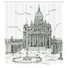Ambesonne Art Shower Curtain, Monochrome Historical Architecture Themed Art Sketch Print of Forum in Rome Italy, Cloth Fabric Bathroom Decor Set with Hooks, 69" W x 70" L, Dark Green view 2