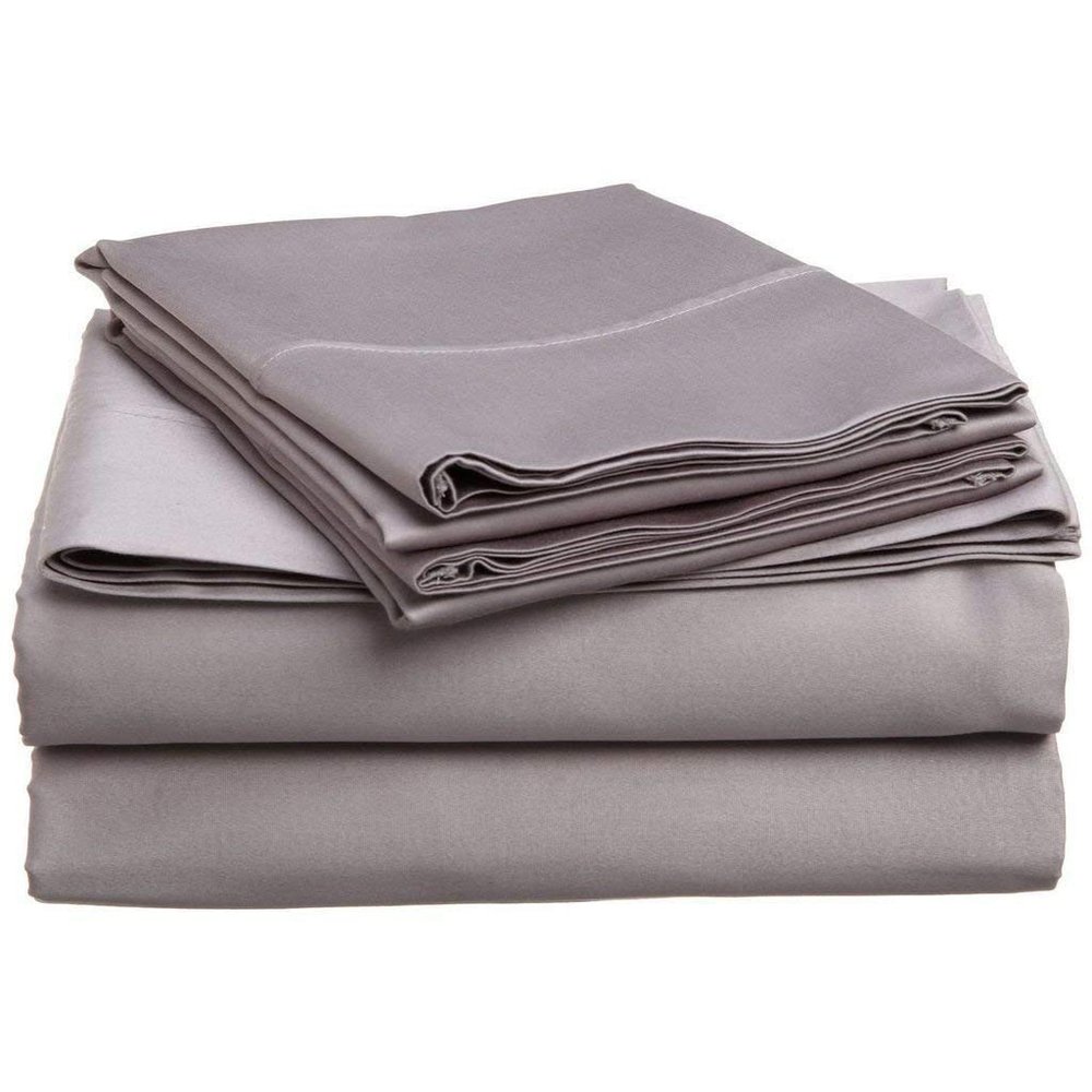 Singh's Textiles 600 Thread Count 100% Egyption Cotton Full Sleeper Sofa Bed Sheet Set (54" x 72" + 4") Silver Grey Solid