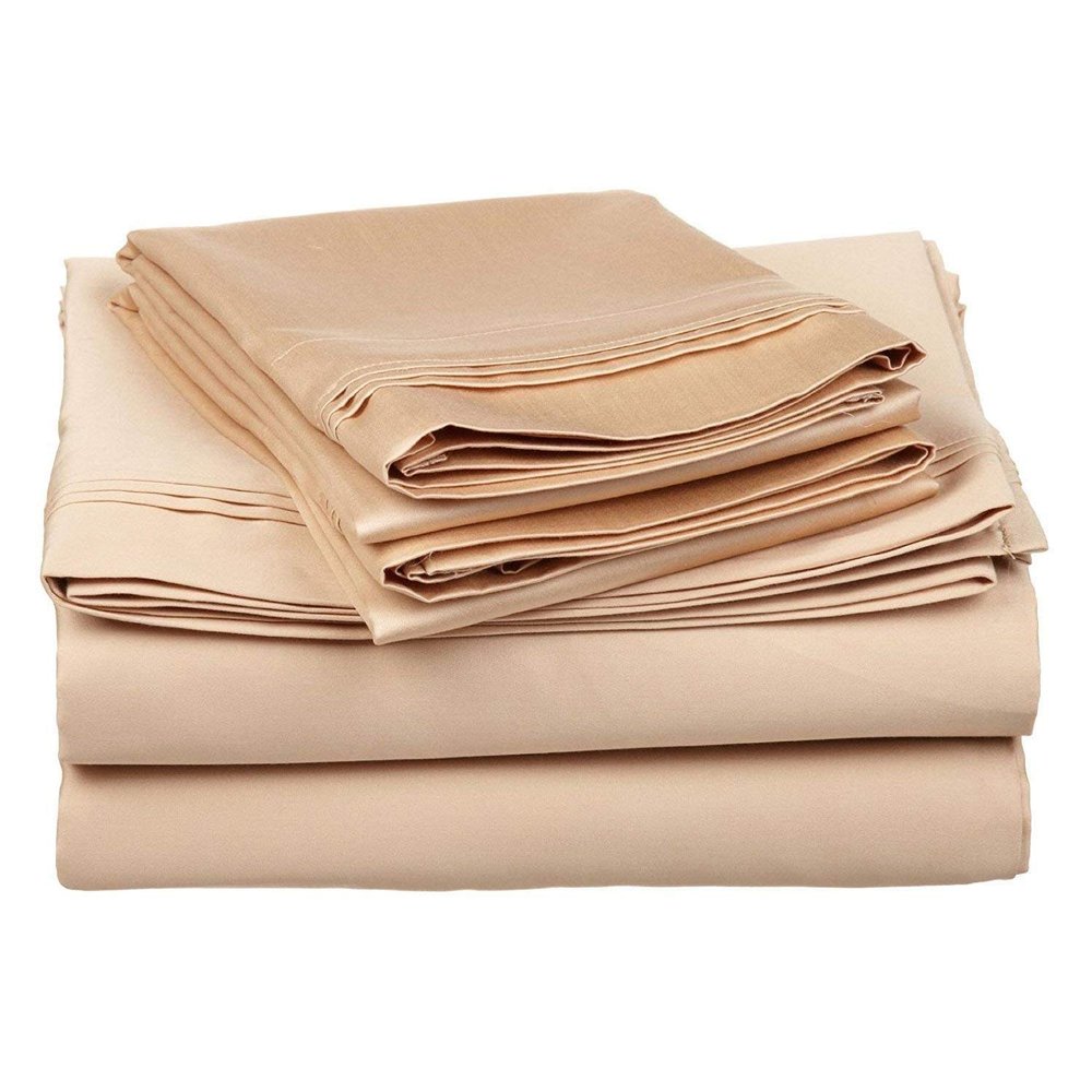 Singh's Textiles 600 Thread Count 100% Egyption Cotton Full Sleeper Sofa Bed Sheet Set (54" x 72" + 4") Beige Solid