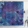 Ambesonne Abstract Shower Curtain, an Ocean Inspired by Graphic Paisley with Swirled Hand Drawn Style of an Artwork Nautical Print, Fabric Bathroom Decor Set with Hooks, 69" W x 75" L, Purple Blue view 1
