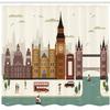 Ambesonne London Shower Curtain, Travel Scenery Famous City England Big Ben Telephone Booth Westminster, Cloth Fabric Bathroom Decor Set with Hooks, 69" W x 70" L, Teal Beige view 2