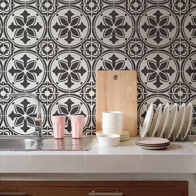 Abbey Tile Stencil - Tile Stencils for Painting Tile Floor - Reusable Tile Stencils for Linoleum and Cement Floors - Paint Your Old Tile and Save - Stencils for Painting Floors (Medium 8"x8")