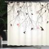Ambesonne Nature Shower Curtain, Tree Branches Birds and Flowers Floral Spring Season Sunbeams Circles Art, Cloth Fabric Bathroom Decor Set with Hooks, 69" W x 75" L, Pink view 3