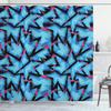 Ambesonne Abstract Shower Curtain, Trippy Neon in Contrast with Grunge Digital Effects Illustration, Cloth Fabric Bathroom Decor Set with Hooks, 69" W x 84" L, Sky Blue Black Pink view 1