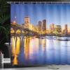 Ambesonne Cityscape Shower Curtain, Virginia City Night Skyline American Town Misty Evening Urban Life Scenery, Cloth Fabric Bathroom Decor Set with Hooks, 69" W x 70" L, Marigold Blue view 3