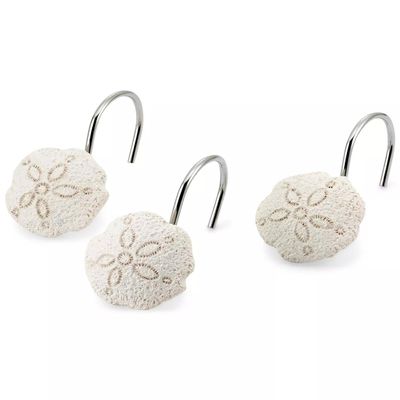 Avanti Linens - Shower Curtain Hooks, Beach Inspired Bathroom Accessories, Set of 12 (Seaglass Collection)