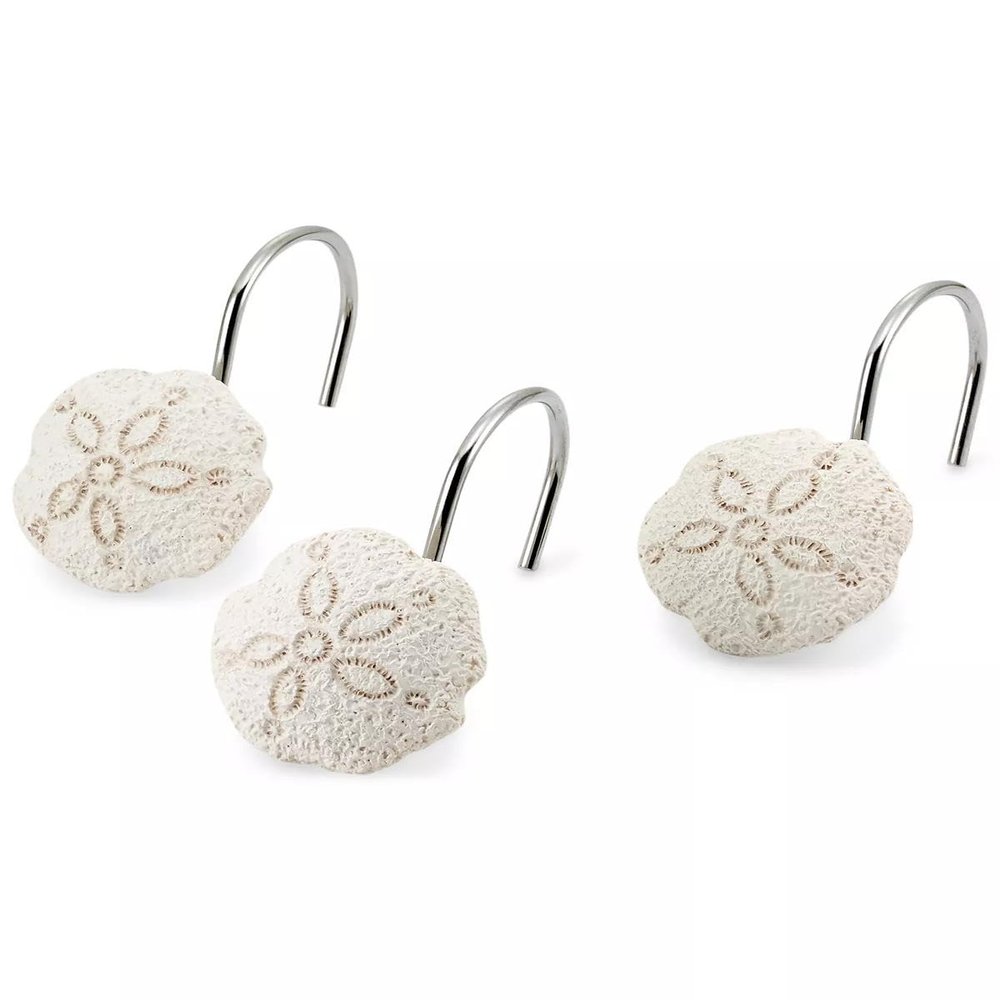Avanti Linens - Shower Curtain Hooks, Beach Inspired Bathroom Accessories, Set of 12 (Seaglass Collection)