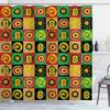 Ambesonne African Shower Curtain, Abstract Design with Trippy Shapes Culture Hieroglyph Print, Cloth Fabric Bathroom Decor Set with Hooks, 69" W x 84" L, Multicolor Jade Green view 1