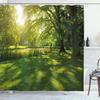 Ambesonne Green Shower Curtain, Summer Park in Hamburg Germany Trees Sunlight Forest Nature Theme Scenic Outdoors Picture, Cloth Fabric Bathroom Decor Set with Hooks, 69" W x 70" L, Green view 1