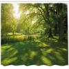Ambesonne Green Shower Curtain, Summer Park in Hamburg Germany Trees Sunlight Forest Nature Theme Scenic Outdoors Picture, Cloth Fabric Bathroom Decor Set with Hooks, 69" W x 70" L, Green view 2