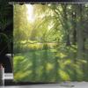 Ambesonne Green Shower Curtain, Summer Park in Hamburg Germany Trees Sunlight Forest Nature Theme Scenic Outdoors Picture, Cloth Fabric Bathroom Decor Set with Hooks, 69" W x 70" L, Green view 3