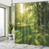 Ambesonne Green Shower Curtain, Summer Park in Hamburg Germany Trees Sunlight Forest Nature Theme Scenic Outdoors Picture, Cloth Fabric Bathroom Decor Set with Hooks, 69" W x 70" L, Green view 4
