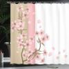 Ambesonne Japanese Shower Curtain or Backdrop Romantic Sakura Blooms Flowers Petals Spring Wind East Inspired Nature Art Theme Cloth Fabric for Bathroom Decor Set with Hooks 69" W x 84" L, Sand Brown view 3