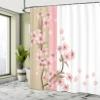 Ambesonne Japanese Shower Curtain or Backdrop Romantic Sakura Blooms Flowers Petals Spring Wind East Inspired Nature Art Theme Cloth Fabric for Bathroom Decor Set with Hooks 69" W x 84" L, Sand Brown view 4