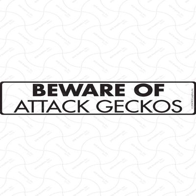 Beware of Geckos Sign - Warning Geckos Sign (12" x 3") - Heavy Duty Exterior Rust Free .040 Thick Aluminum Reptile Animal Sign with Weatherproof and UV Protection - Warning Beware of Geckos Yard Sign - 12" x 3"