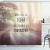 Ambesonne Modern Shower Curtain, What You Do Today Can Improve Tomorrows Inspirational Words Nature Road Background, Cloth Fabric Bathroom Decor Set with Hooks, 69" W x 70" L, Cream Taupe view 1