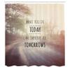 Ambesonne Modern Shower Curtain, What You Do Today Can Improve Tomorrows Inspirational Words Nature Road Background, Cloth Fabric Bathroom Decor Set with Hooks, 69" W x 70" L, Cream Taupe view 2