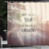 Ambesonne Modern Shower Curtain, What You Do Today Can Improve Tomorrows Inspirational Words Nature Road Background, Cloth Fabric Bathroom Decor Set with Hooks, 69" W x 70" L, Cream Taupe view 3