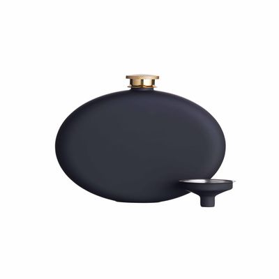 BarCraft Luxury Stainless Steel Hip Flask with Decanting Funnel, 350 ml (12.5 fl oz) -Black, 11 x 3 x 12.3 cm