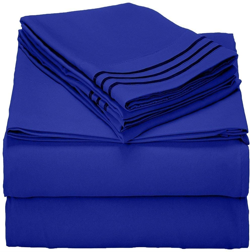 Singh's Textiles 600 Thread Count 100% Egyption Cotton Full Sleeper Sofa Bed Sheet Set (54" x 72" + 4") Royal Blue Solid