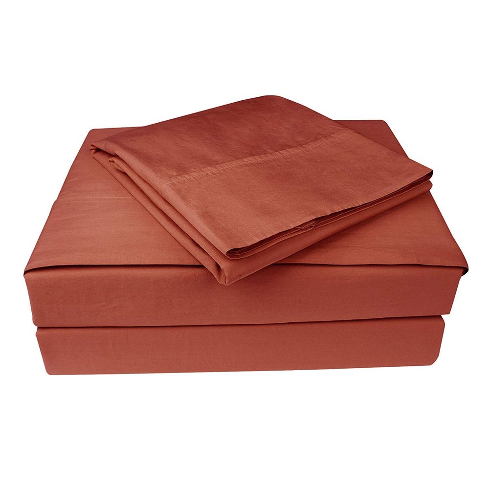 Singh's Textiles 600 Thread Count 100% Egyption Cotton Full Sleeper Sofa Bed Sheet Set (54" x 72" + 4") Brick Red Solid