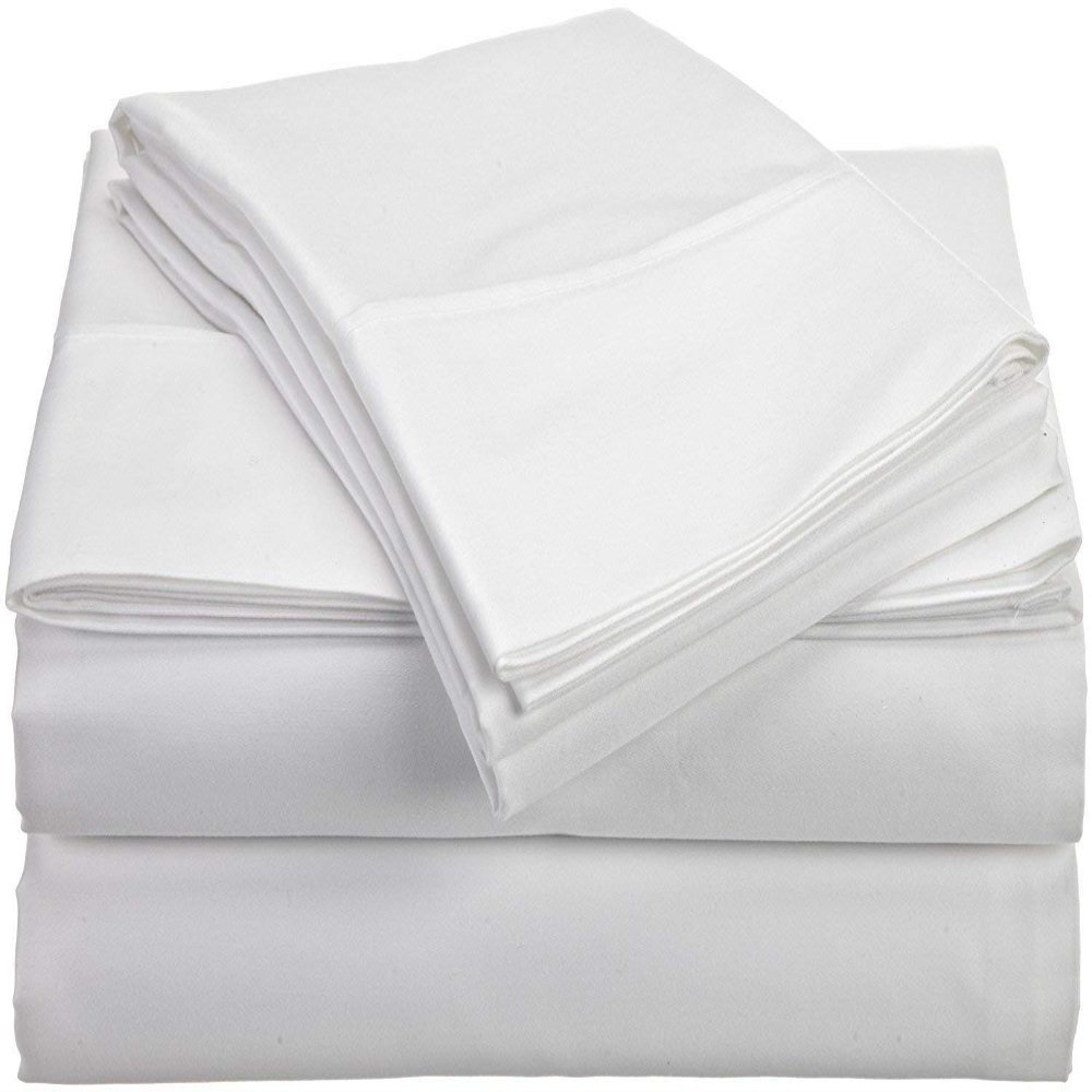 Singh's Textiles 600 Thread Count 100% Egyption Cotton Full Sleeper Sofa Bed Sheet Set (54" x 72" + 4") White Solid