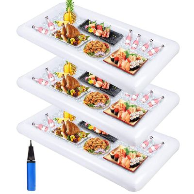 jollylife 3PCS Inflatable Cooler Serving Bars Pool Party Blow Up Coolers Food Holder Ice Tray BBQs, Picnics,Buffets Indoor Outdoor Supplies with Drain Plug Hand Pump