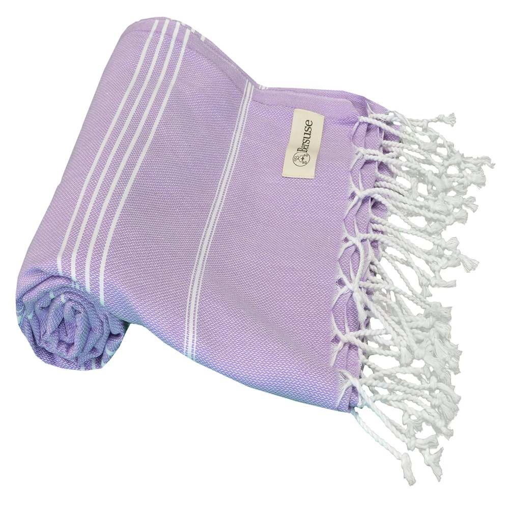 Bersuse Beach Towels Peshtemal Turkish Towels Anatolia Collection Premium Turkish Beach Towel, 100% Cotton, Large, Quick-Dry, Sand-Free, Lightweight - 37x70 Inches, Lilac (Set of 6)