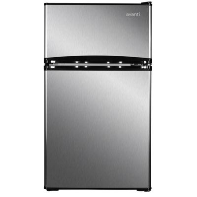 Avanti 3.1 Cu. Ft. Compact Refrigerator with Freezer, Adjustable Glass Shelves, Reversible Door, Automatic Defrost, ENERGY STAR Certified, 3.1 cu.ft., Stainless Steel