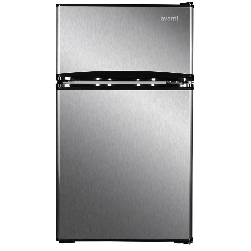 Avanti 3.1 Cu. Ft. Compact Refrigerator with Freezer, Adjustable Glass Shelves, Reversible Door, Automatic Defrost, ENERGY STAR Certified, 3.1 cu.ft., Stainless Steel