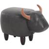 OLizee Decorative Buffalo Ottoman Footstool Cute Animal Upholstered Stool for Kids Wooden Footrest Accent Furniture, Black PU view 1