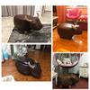 OLizee Decorative Buffalo Ottoman Footstool Cute Animal Upholstered Stool for Kids Wooden Footrest Accent Furniture, Black PU view 4