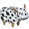 OLizee Decorative Cow Ottoman Footstool Cute Animal Upholstered Stool for Kids Wooden Footrest Accent Furniture, Black White view 1