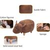 OLizee Decorative Buffalo Storage Ottoman Footstool Cute Animal Upholstered Stool for Kids Wooden Accent Footrest, Brown PU view 4