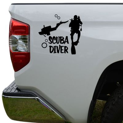 Rosie Decals Scuba Diving Diver Die Cut Vinyl Decal Sticker For Car Truck Motorcycle Window Bumper Wall Decor Size- [15 inch/38 cm] Wide Color- Matte Black