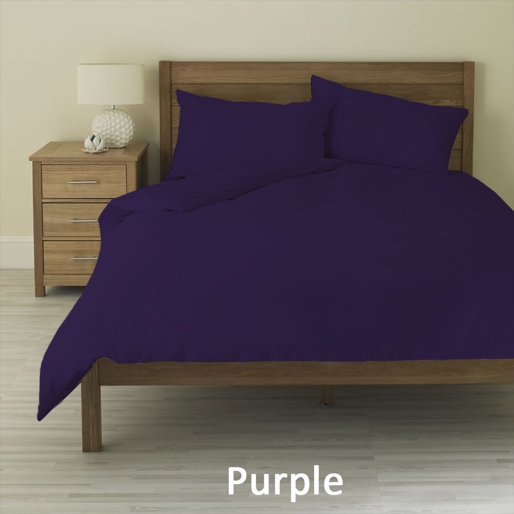 11 Inch Deep Pocket 400 Thread Count 100% Egyptian Cotton , Purple Color, Cal-King Solid Pattern { 3 PCs Duvet Set + 1 Fitted Sheet }