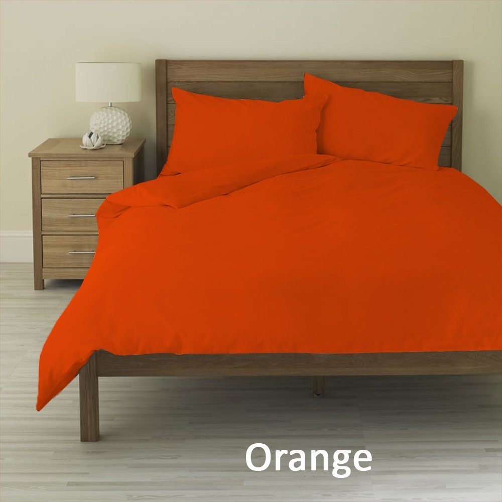 11 Inch Deep Pocket 400 Thread Count 100% Egyptian Cotton , Orange Color, Twin Solid Pattern { 3 PCs Duvet Set + 1 Fitted Sheet }