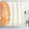 Ambesonne Flower Shower Curtain, Tropical Exotic Hawaiian Island Floral in Side Frame with Abstract Stiped Backdrop, Cloth Fabric Bathroom Decor Set with Hooks, 69" W x 75" L, Vermilion view 1